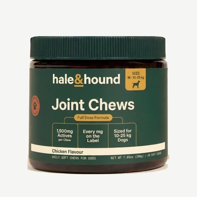Un bote de Snacks para cadera y articulaciones hale & hound